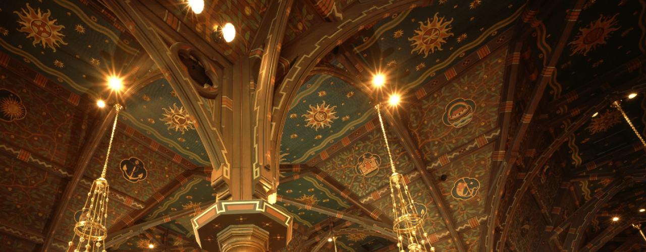 Ceiling and lights of Sage Chapel