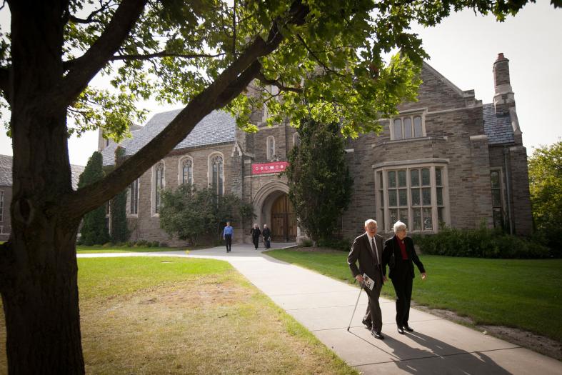 Anabel Taylor Chapel building on a beautiful, sunny day.