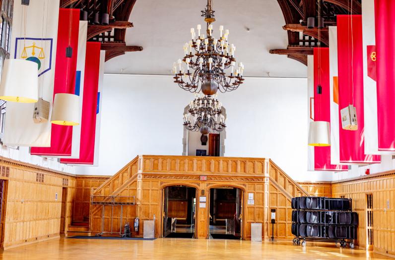 Willard Straight Hall Memorial Room entrance and banners.