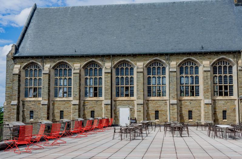 Exterior view of Willard Straight Hall as seen from the Terrace