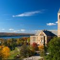 McGraw Tower with the lake behind it.