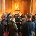 Group gathering in Anabel Taylor Chapel