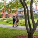 Students walking past A.D. White House