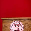 Podium with Cornell seal.